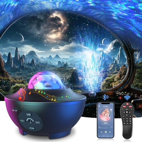 Doraimuni Star Projector Night Light, Galaxy Projector with Remote Control, Bluetooth Music Night Light, LED Lamp with Timer for Home Room Party Decor