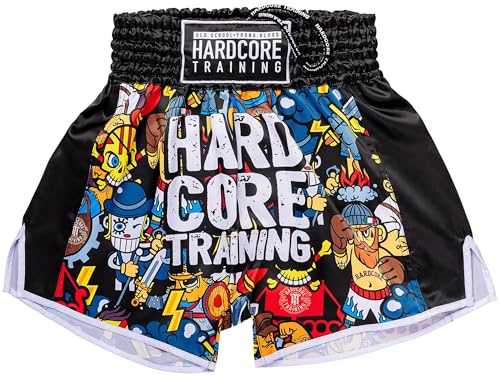 Hardcore Training Shorts Muay Thai Homme Design Japonais en Style Cartoon Kick Boxing MMA Sport de Combat