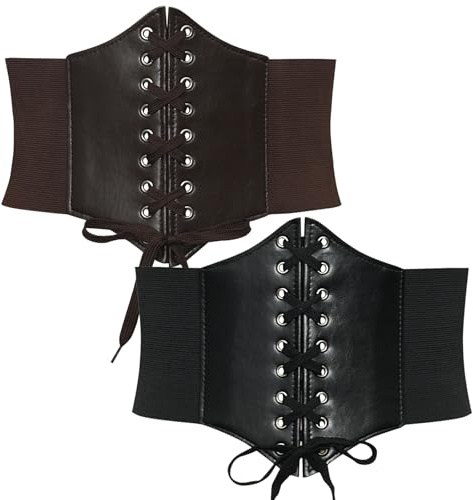 JSTHHTT 2 Corsés con Cordones para Mujer, Cintura Elástica Ancha, Cinturón de Cintura Waspie, para Cordones Aplicar a Vestido de Fiesta
