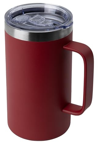 DOMICARE 24oz Mug with Handle and Lid, Stainless Steel Coffee Mug, Reusable Insulated Cup, Travel Mug with Handle, Double Wall Vacuum Coffee Tumbler for Men and Women, Dark Red, Pack 1