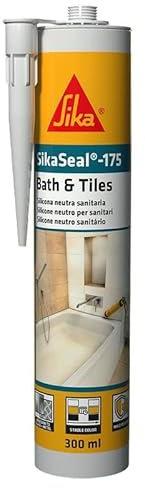SIKA - Scellant silicone pour pièces humides - SikaSeal-175, Gris - Résistant à l'eau - Idéal pour les joints dans les salles de bains et les cuisines - Forte adhérence - Faible et sans solvant - 300