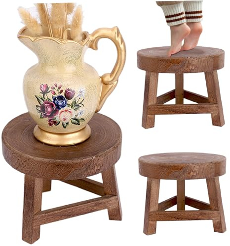 NASSMOSSE Tabouret de Plante, Support de Plante en Bois Naturel, Support de Plante Rond de 7 Pouces, Tabouret en Bois décoratif pour Plantes succulentes de Bureau de bonsaï à la Maison
