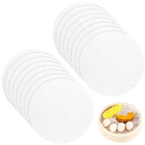 YOUNGSAY 16 Stk Silikon Dämpfer Matte, 28cm Runde Antihaft Silikon Matte Dampfgarer, Wiederverwendbare Dampfgarer Matte für gedämpfte Brötchen/Knödel/Gebäck