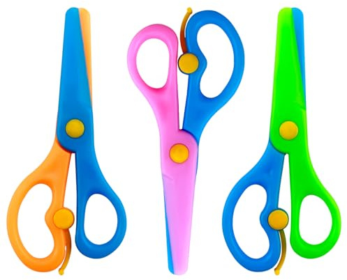 3 Stück Kinderschere, Bastelschere Bastelschere PP-Kunststoffschneider Papierschere Vorschulschere,DIY Handwerk,Sicherheitsschere