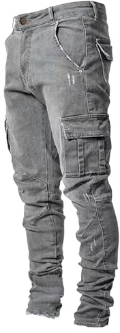 Pantalones Vaqueros Rotos para Hombre, Ajustados, de Corte Regular, con Dos Bolsillos Laterales, de Trabajo, Color Negro