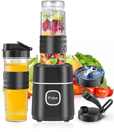 Mixer, Smoothie Maker, 500W Mini Standmixer mit 2x570ml Tritan BPA Freier Flasche, Tragbarer Edelstahl Blender, Geräuscharm, Leicht zu Reinigen 4-Klingen-System,für Jede Art von Shake und Smoothie