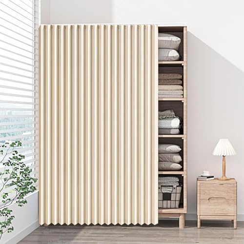 DSSHENGDS Cortinas con riel Deslizante Plegables multifuncionales Personalizadas, adecuadas para armarios y guardarropas-Beige- W70cmxH90cm