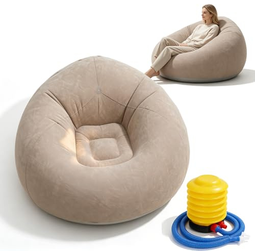 Keltorio Pouf gonfiabile, poltrona gonfiabile, divano gonfiabile con pompa ad aria, divano da spiaggia, impermeabile gonfiabile, per viaggi, campeggio, piscina, spiaggia