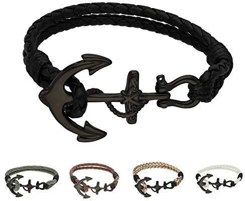 Treuheld Anker Armband - 19,5cm Schwarz - Echtleder