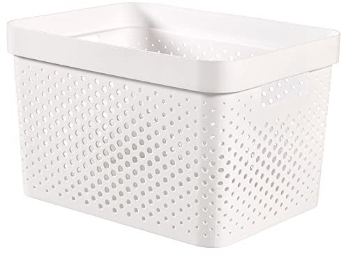 Curver | Bac de Rangement Infinity 17L, Blanc, 35,5 x 26,2 x 21,9 cm, Plastique recyclé