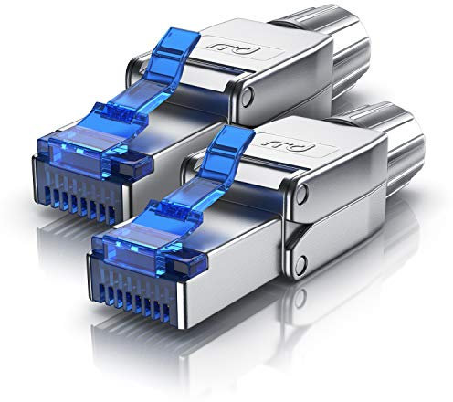 CSL-Computer 2 x Netzwerkstecker, feldkonfektionierbar, RJ45, CAT 6, CAT 7, CAT 8, geschirmt, 40 GBit/s, 2000 MHz, Ethernet, werkzeugloses LAN-Kabel, Crimpverbinder für Netzwerkkabel, Verlegekabel, Si