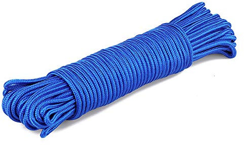 KINGLAKE Blue Nylon Cord 6mm, 30m Braided Hanging Rope - Strong Traction Tying Rope for Camping, Survival, Gardening, Bundling, Workshop, Outdoor Multipurpose Utility