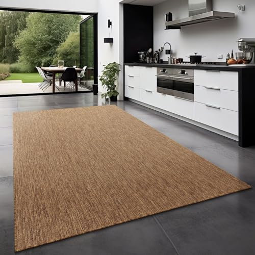 TT Home Teppich Für Outdoor Küchenteppich Balkon Terrasse Unifarbenes Design Modern, Farbe: Coffee, Größe:80x150 cm