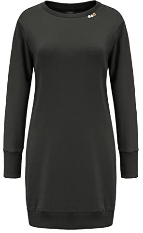 DOTIN Damen Sweatkleid Langarm Sweatshirt Pulloverkleid Herbst Hoodie Kleider Lässiges Jumper Tops, Dunkelgrau, M
