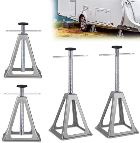 AufuN Hyllbock set stödbockar, husvagnsstödbock för husvagnar och släpvagnar, husvagnstillbehör, husbilstillbehör, kan belastas upp till 1 000 kg, justerbar höjd (set med 4)