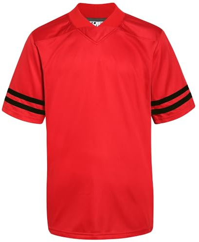 Pullonsy Practice Blank Football Jerseys for Men Women Halloween Shirts Gift Streetwear Top Outfits Black Stripe Red Jersey Size 2X-Large