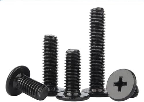 Viti a testa piatta M2,5 x 5 mm, a croce a forma di H, viti per pancake, testa a croce, viti a testa di wafer, 100 pezzi in acciaio inox galvanizzato, nero