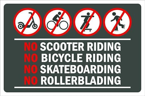 No scooters, bicycles, skateboards and rollerblades prohibition sign - 1mm flexible Plastic sign (400mm x 300mm)