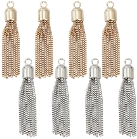 UNICRAFTALE 8 pz 2 colori Catene In Ottone Ciondolo Nappa con Anelli per Appendere Pendenti Nappa Segnalibri Portachiavi Orecchini Bracciali Creazione di Gioielli Decorazione Regalo