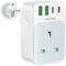UK to European Adapter Plug, PD 35W Fast Charge USB C European Travel Adapter with 4 USB Ports, UK to EU Plug Adaptor for Germany France Spain Turkey Iceland Greece Poland and More(Type E/F)