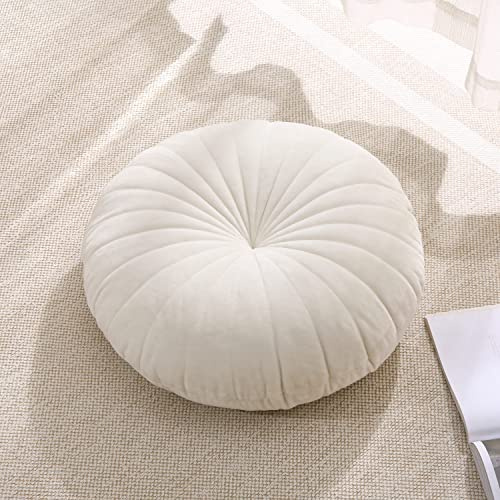 MolynnChic Floor Pillow Cuscino da meditazione, rotondo, grande, per adulti, in velluto, spesso, per yoga, soggiorno, balcone, esterno, tatami, 40 cm (beige)