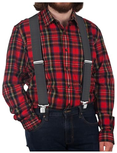 Ultrashang CLASSIC Mens Heavy-Duty Suspender: 2-Inch Wide, Sturdy Clips, X-Back, Adjustable Elastic Work Suspenders