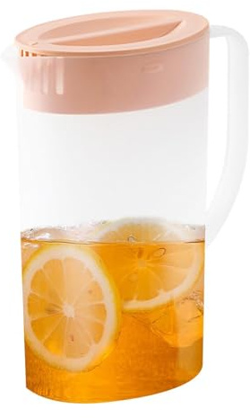 Plast 1,5 l med lock och pip, juicekanna med lock, transparent vattenkanna plastkaraff okrossbar vattenkaraff tekanna för varm/kall limonad, juice