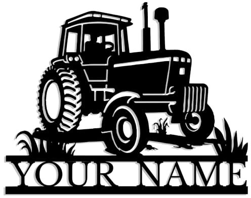 Custom tractor Driver Metal Wall Art, memorial Plaque Stake & Cross for Farmer Grave, Home Decor Farm Truck Decoration Birthday Gifts (Style-1)