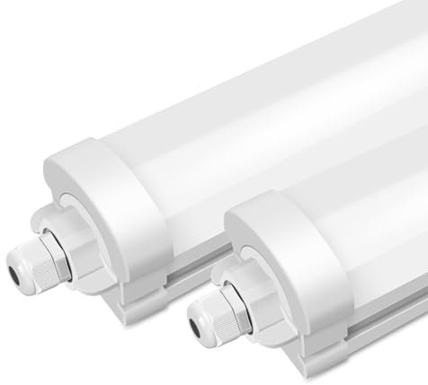 ALUSSO 2 Stück LED Feuchtraumleuchte 117CM, 36W 4320LM LED Röhre 4000K, IP65 Wasserfest Feuchtraumlampe Werkstatt Deckenleuchte für Garage,Keller,Werkstatt,Feuchtraum,Bad,Büro,Warenhaus