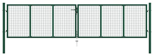 ZEYUAN Mesh-Gartentor, Gartentür, Zauntor, Garten Tor, Gartenpforte, Gartentüre, Garden Gate, Stahl 400 x 75 cm Grün