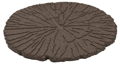 Trittstein, Gartenplatte 4 Stück, Gehwegplatte in Baumstammoptik, Beetplatte, Baumscheibe aus recyceltem Gummi