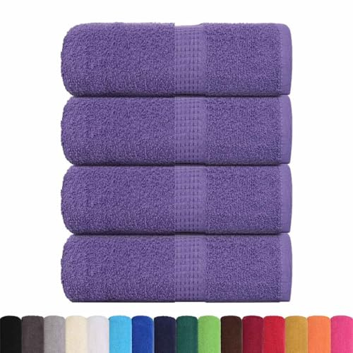 vidaXL Serviettes d'invité 4 pcs Violet 30x50 cm 360 g/m² 100% Coton, Serviette, Serviette de Visage, Ensemble de Serviettes de Bain