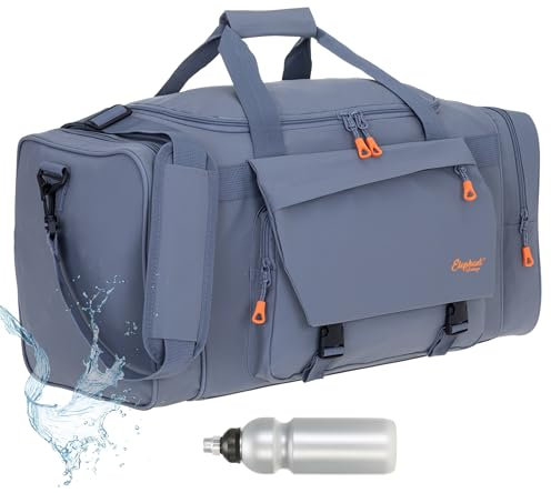 Elephant Sporttasche Reisetasche Saunatasche Herren Damen aus Plane Tour 68 cm mit Yogamatte-Halterung Bag Sport Fitness Sauna Tasche Gymbag sehr groß 1306 XL + Trinkflasche (Titan Grey (grau))