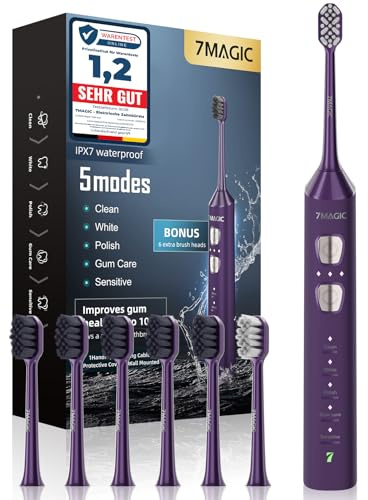 Electric Toothbrush, Sonic Toothbrush, 3 Intensity Levels, 5 Modes, 40,000 VPM, IPX7, Knight Purple