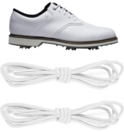 NDTEZUGT Waxed Shoelaces for FootJoy, 2.5 mm Golf Thin Round Oxford Shoelaces, Replacement Laces for Men's Dress Shoes(White,39/100cm)