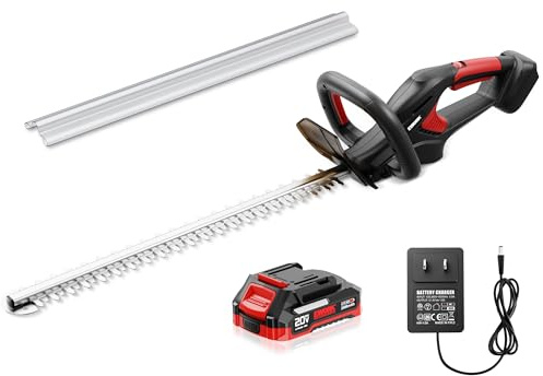 EWORK 20V 22-Inch Electric Hedge Trimmer Cordless 5/8 Cutting Capacity, Lightweight 4.3 Lbs, Battery Powered Bush Trimmer, Handheld Shrub Trimmers with Battery and Charger for Garden, Yard
