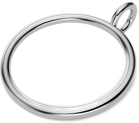 50PCS Heavy Duty Curtain Rings with Eyelet - Smooth Glide Drapery Hooks for Pleated Curtains - Fits Up to 1.5'' Rods, Rust-Resistant Metal - Suitable for Living Room, Bedroom, Shower Room - Silver