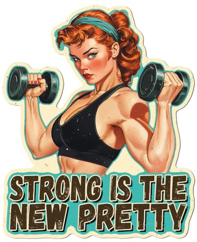 WADORN Cartello In Metallo Vintage Fitness Girl, 33.8x28cm Divertente Retro Home Gym Motivazionale Targa In Latta Gym Strong Is The New Bella Targa Da Parete per Grotta Dell'Uomo e Il Pub