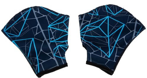 CLISPEED Guantes de natación de malla para ejercicio de piscina, guantes de natación de medio dedo con diseño impreso azul marino y esnórquel