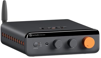 Fosi Audio BT20A MAX Amplificatore Audio Hifi, Amplificatori Stereo da 300Wx2 con tecnologia PFFB, LDAC Bluetooth 6.0, Doppia Alimentazione Indipendente, Telecomando, per Sistemi 2.1 e Audio Domestici