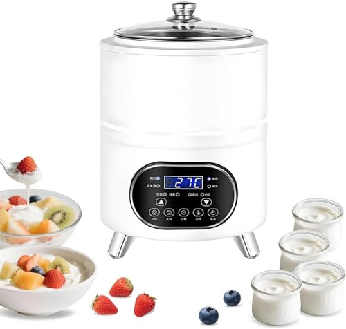 Yoghurtmaskinen, automatisk jäsning med tid- och temperaturkontroll, 8 l/12 l kapacitet, perfekt för yoghurt, svart vitlök och söt ris vinproduktion