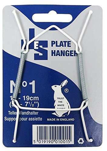 Plate Hangers - Pack of 4, Size 1 (13-19 cm), White, Metal, Polished, Plate Hanging, Rectangular
