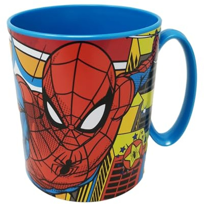 Theonoi Tasse en plastique réutilisable - 350 ml En plastique sans BPA - Passe au micro-ondes - Cadeau garçon (Spiderman)