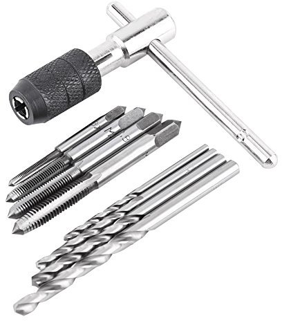 Juego de llaves para soporte de machos, 9 piezas Juego de llaves para machos ajustables en forma de T con brocas helicoidales Kit de herramientas de mano para roscar roscado para procesamiento de rosc