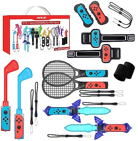 12 in 1 Switch Sport Zubehör Set Bundle – 2025 Familienparty-Paket Spiel Zubehör Set Satz für Nintendo Switch & OLED Sportspiele