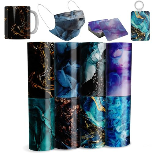 LUCKIGUCK Infusible Transfer Ink Sheets 8 Stück/Set Marble, Unschmelzbare Transfer-Tintenblätter 11.5 x 30.5 cm, Farb- und Mustertransferfolie (Marmor 1)