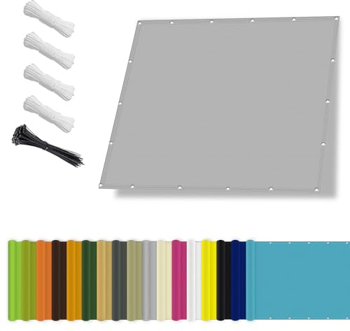 Sonnensegel wasserdicht 5x6M,Sonnenschutz- und Wetterschutz-Markise, UV-Schutz Schattiernetz mit Ösen und Kordel für Garten und Terrasse-Hellgrau