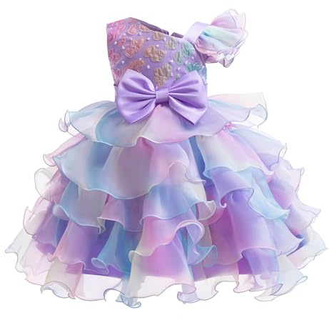 Miipat Flickklänning, enaxlad, paljetter, prinsessa, ärmlös, blomsterflicka bröllop klänning tutu volanger, barnklänningar för fest och födelsedag