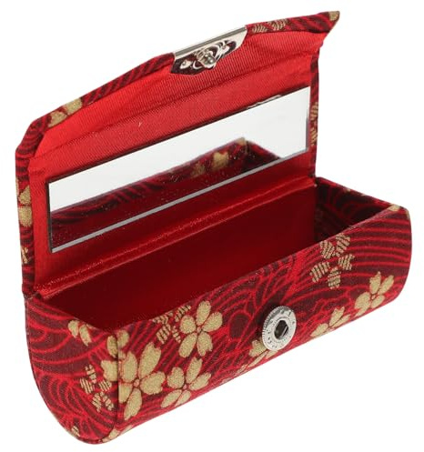 Beatifufu Estuche para Lápiz Labial Espejo Estilo Japonés de Tela Portátil para Viaje