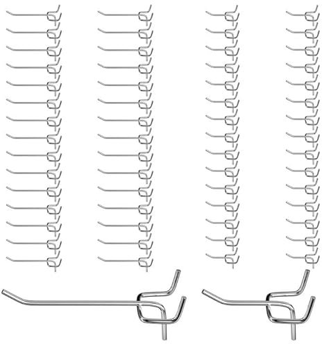 MeoZynxadril 30pcs10cm+30pcs 5cm Crochets pour Panneau Perforé, Crochet Panneau Perforé, Crochet Mural Perforé, Crochets pour Panneaux Perforés, pour les Garages, Remises à Outils, Les Ateliers